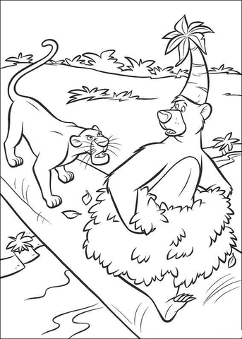 Bagheera And Baloo  Coloring Page